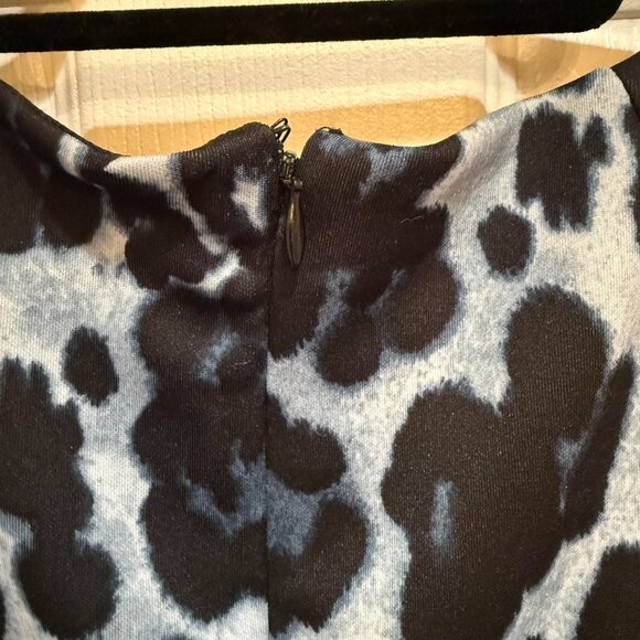 Light Blue & Black Leopard Print Forever 21+ Peplum Pencil Party Dress - Picture 6 of 6